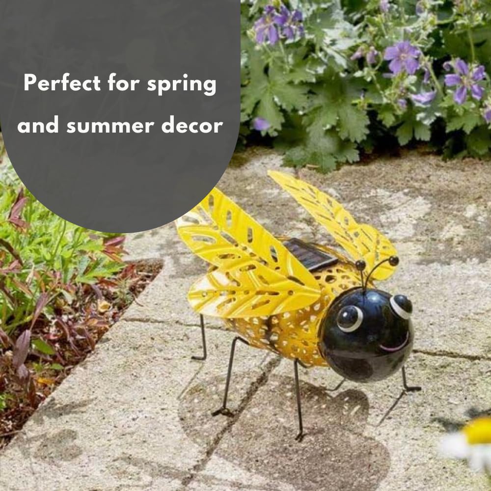 Garden Mile Große Solar-Silhouette, Hummel, Metall, wasserdicht, solarbetrieben, Garten, Insekten, Ornament, Lichter für Außenbereich, Terrasse, Weg, dekorative Beleuchtung