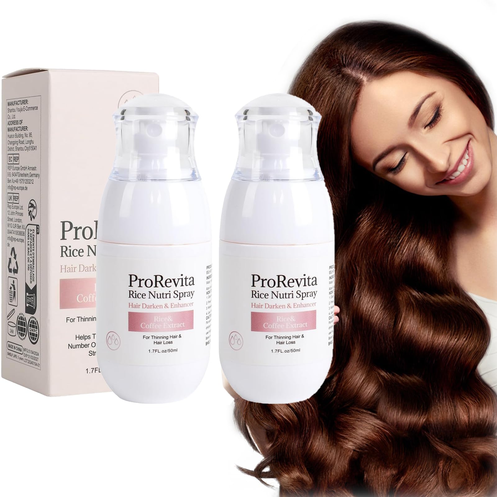 TERRIFI2Pc Bello Hair Helper Spray, Rice Water Hair Growth Spray, 50ml, Natural Hair Thickening, Repairs Damage, Improves Frizz, Helps Stop Thinning and Hair Loss, Hair Nursing Spray and Mask