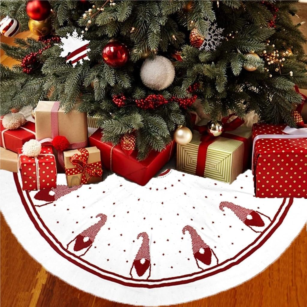 Tree Skirt Christmas Christmas Tree Skirt Knitted Tree Skirt Apron Double-Sided Knitted Faceless Doll Christmas Tree Skirt Christmas Skirt Tree