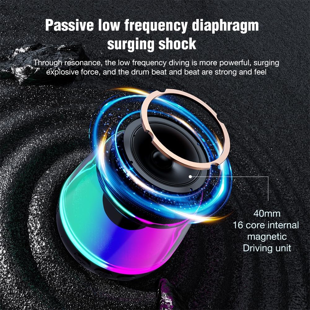 71XwtACdVVL._AC_SL1000_ Caixa de som Bluetooth portátil com luz LED RGB, suporte magnético para celular, som 360°, à prova d’água IPX7, ideal para banho, festa e viagem