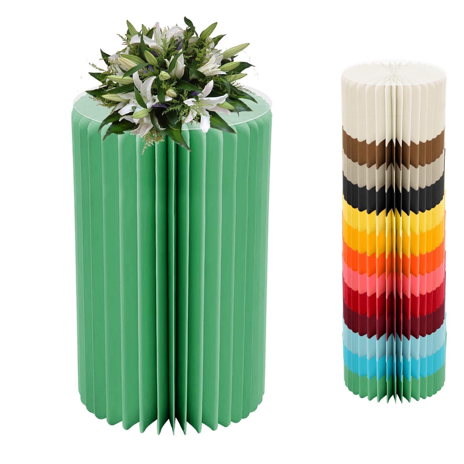 YTBHSHXZ plinth， Foldable Cardboard Cylinder Pedestal Cake Stand Multicolor 20-100cm(Green,H 60cm/23.6in)