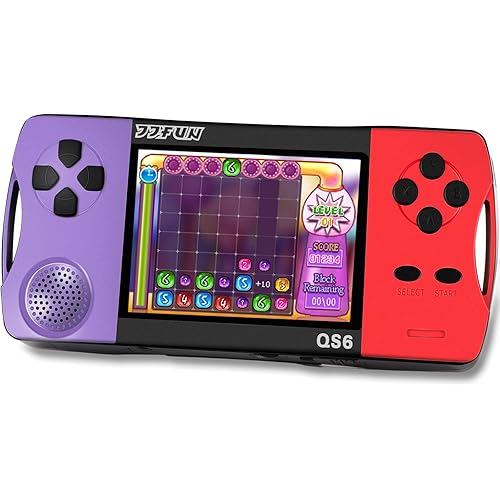 16 Bit Handheld Games for Kids with 3.2" IPS Large Screen Built-in 216 Retro Video Games Portable Gaming Player with Rechargeable Battery Mini Arcade Electronic Toy Gifts for Boys Girls (Purple+Red)