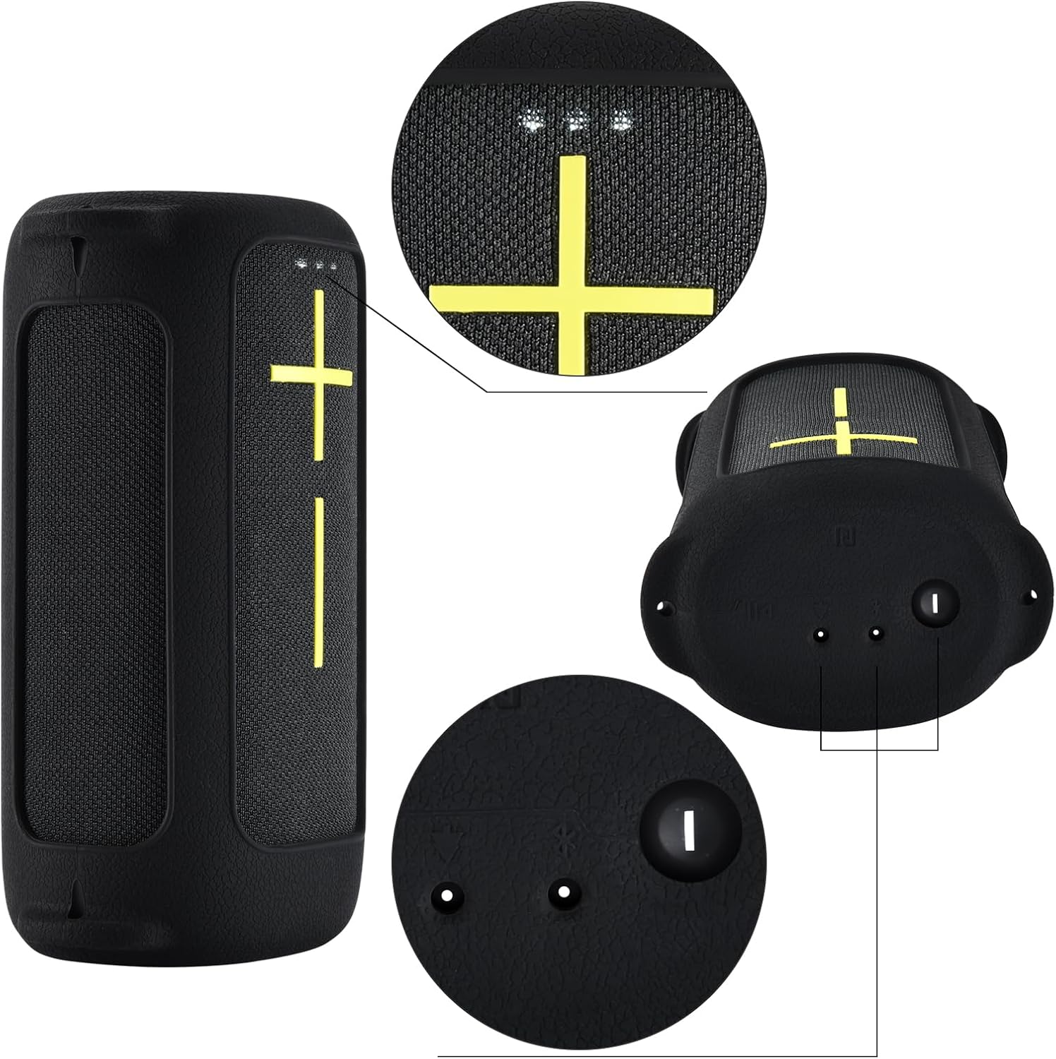 Silicone Cover Case for Ultimate Ears EVERBOOM Wireless Bluetooth Portable Speaker,for UE EVERBOOM Travel Protective Skin Shell Carrying Bag w/Shoulder Strap(Black Case) - Image 4