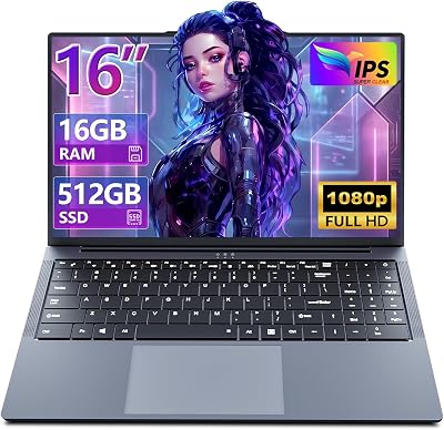 Gaming Laptop 16GB RAM 512GB SSD, Traditional Laptop Computers with Core i5 (Up to 3.60 GH) 16" IPS FHD 1920 * 1200, Laptop Computer for Students/Business with Backlit Keyboard