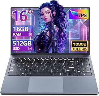 게이밍 노트북 16GB RAM 512GB SSD, 코어 i5(최대 3.60GH)가 있는 기존 노트북 컴퓨터, 16인치 IPS FHD 1920 x 1200, 학생/비즈니스용 노트북 컴퓨터, 백라이트 키보드 포함