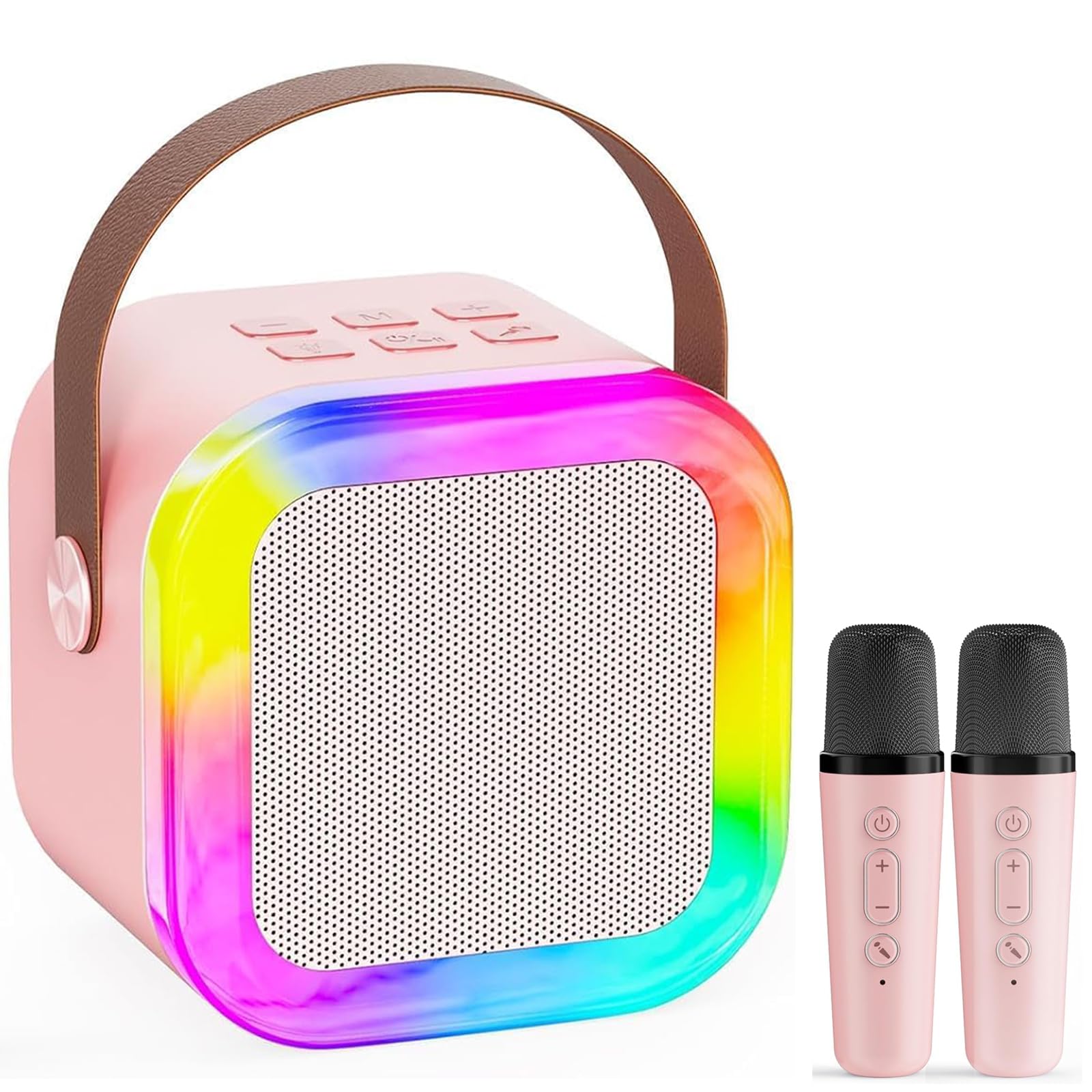Machine Karaoké avec 2 Micros sans Fil et Enceinte Bluetooth 5.0 - 8