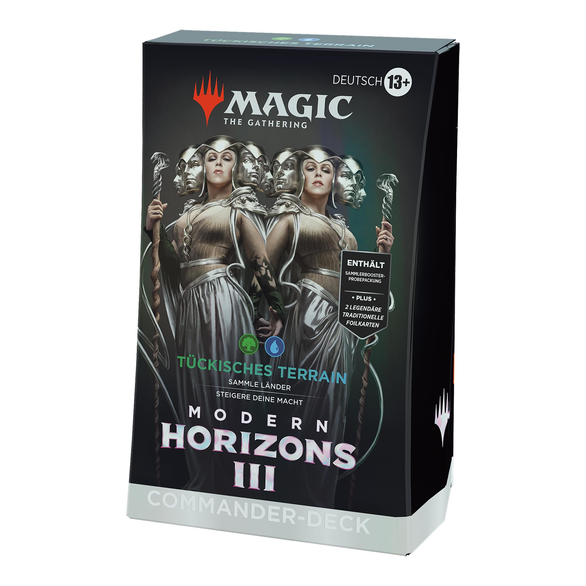 Magic: The Gathering Modern Horizons 3 Commander-Deck – Tückisches Terrain (Deck mit 100 Karten, Sammler-Booster-Probepackung mit 2 Karten + Zubehör) (deutsche Version)