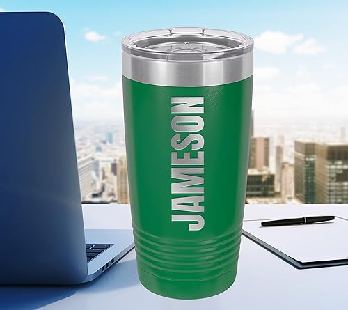 Miniatura 2 de Vaso personalizado de cuello de anillo de 20 onzas con pajilla, vaso aislado al vacío personalizado con texto grabado en Estados Unidos cumpleaños,