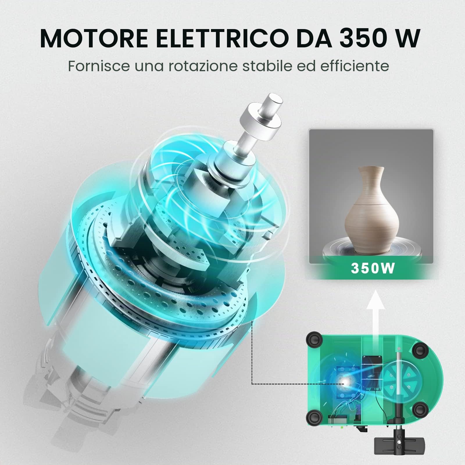 Tornio per Ceramica, 25CM Macchina da Tornio per Argilla che Forma la Macchina 350W Strumento Elettrico di Argilla fai da te con Pedale e Bacino Staccabile