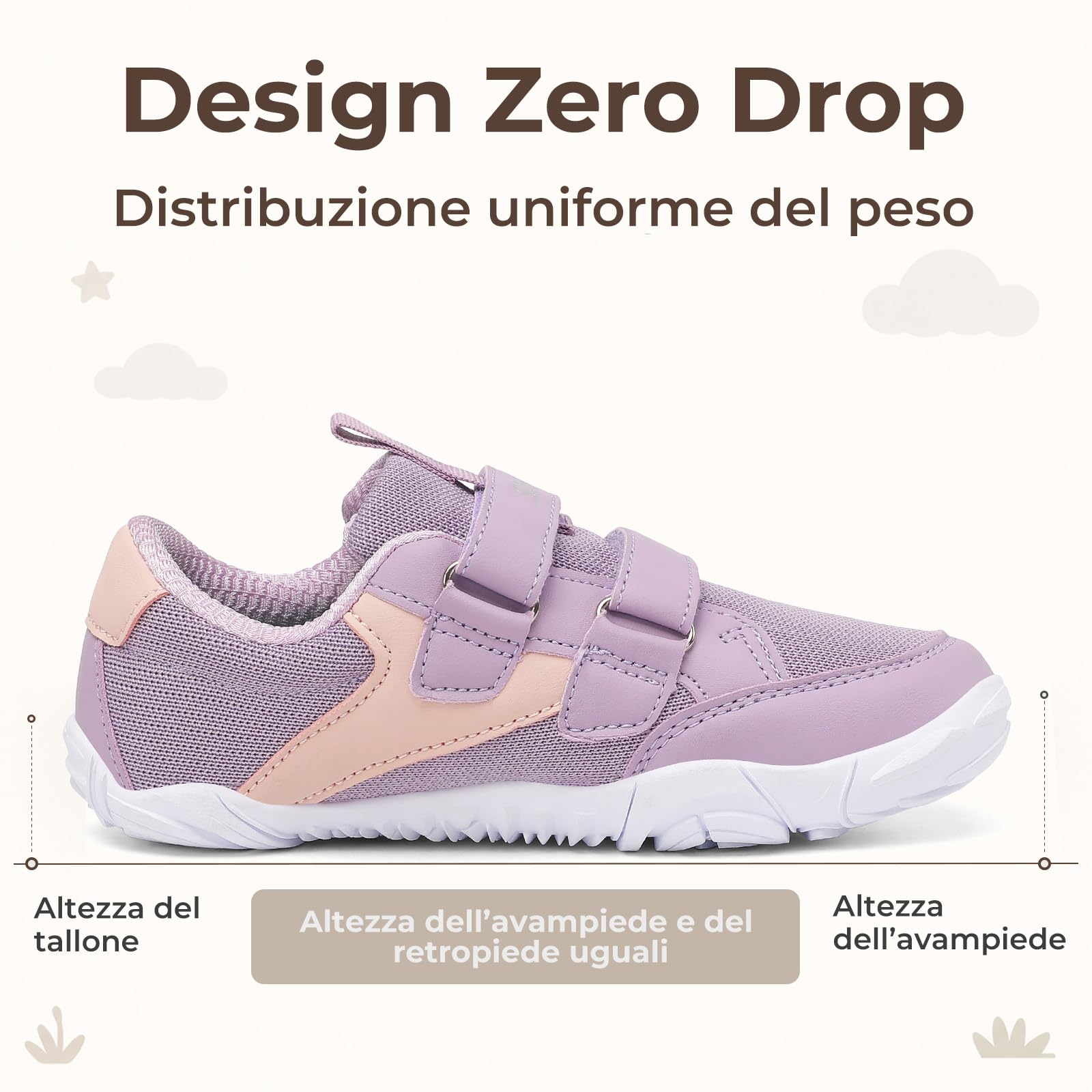 SAGUARO Scarpe Barefoot per Bambini Morbide e Leggere con Punta Ampia e Suola Piatta Gr.25-36