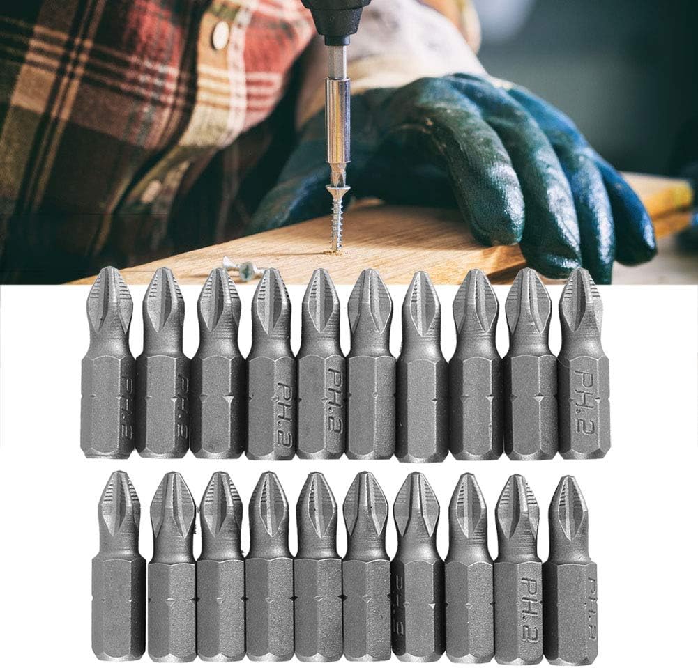 20Pcs Phillips Head Drill Bits, PH2 x 25mm Phillips Bits, S2 Alloy Steel Magnetic Bit with HRC58-62 Hardness for Daily Maintenance and Electrical Installation