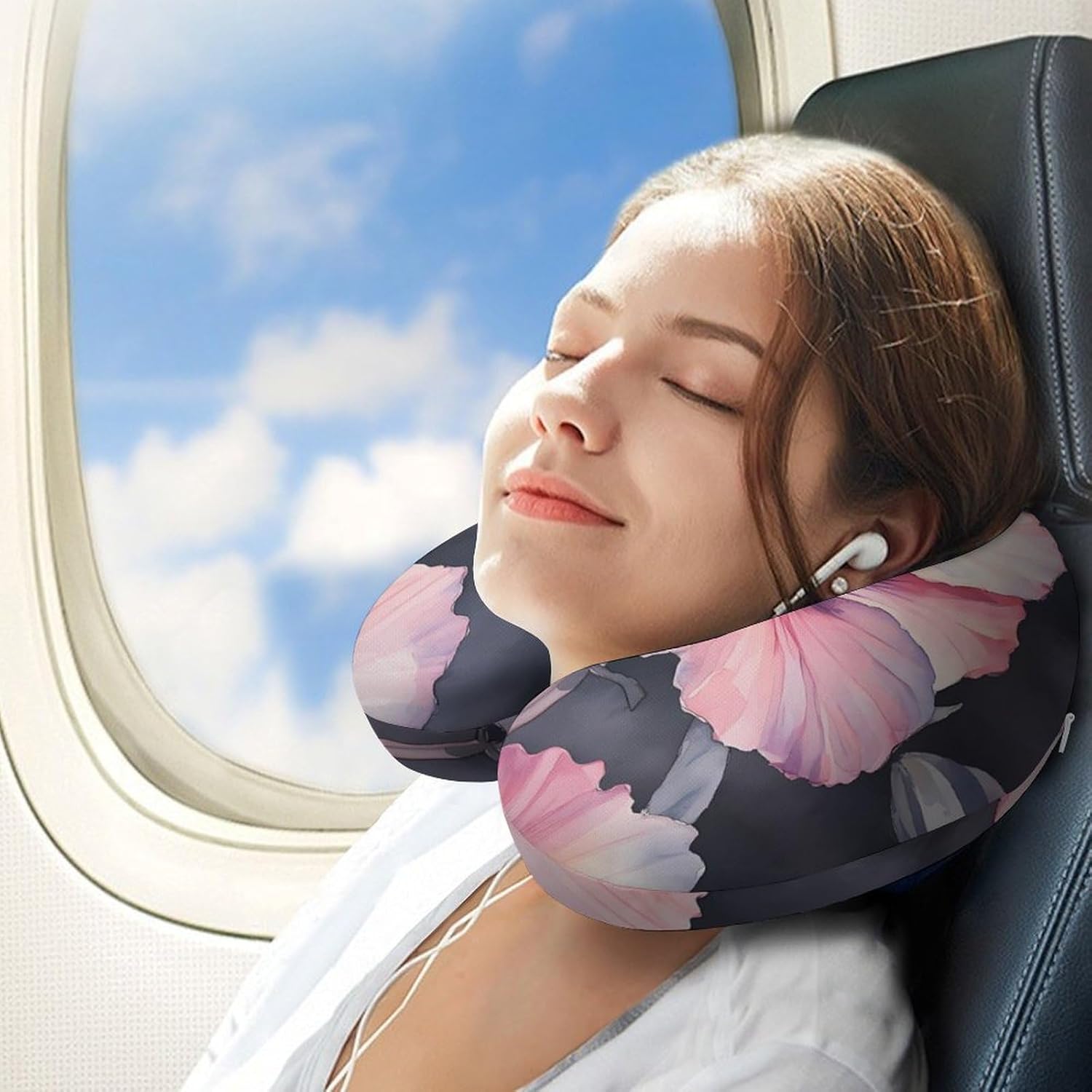 Hibiscus Flowers Memory Foam Pillows U Shaped Travel Neck Pillow