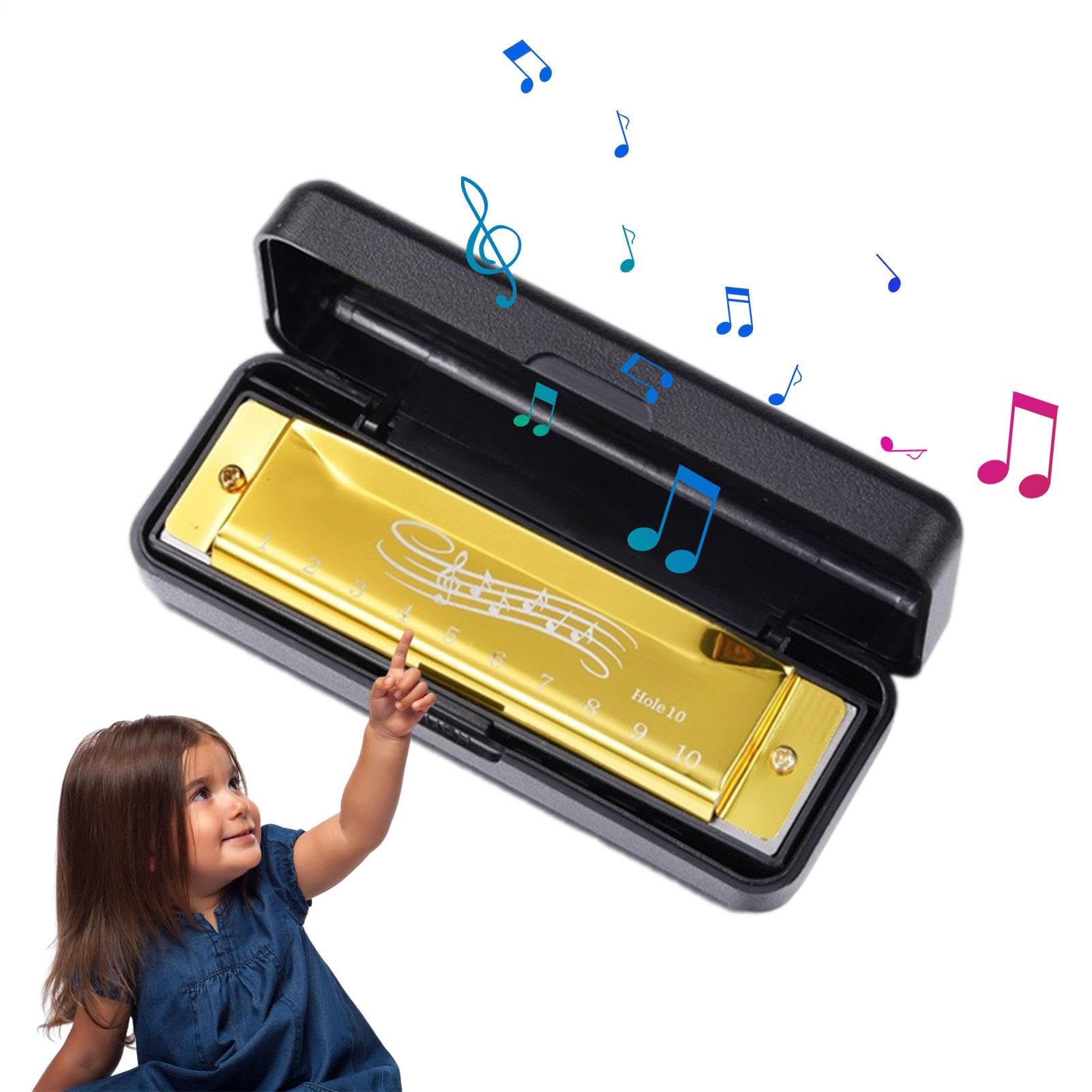 Armonica per bambini | Arpa per armonica a bocca - Strumento musicale a 10 | buche e 20 toni per bambini, adulti, principianti, professionisti, insegnamento della infanzia