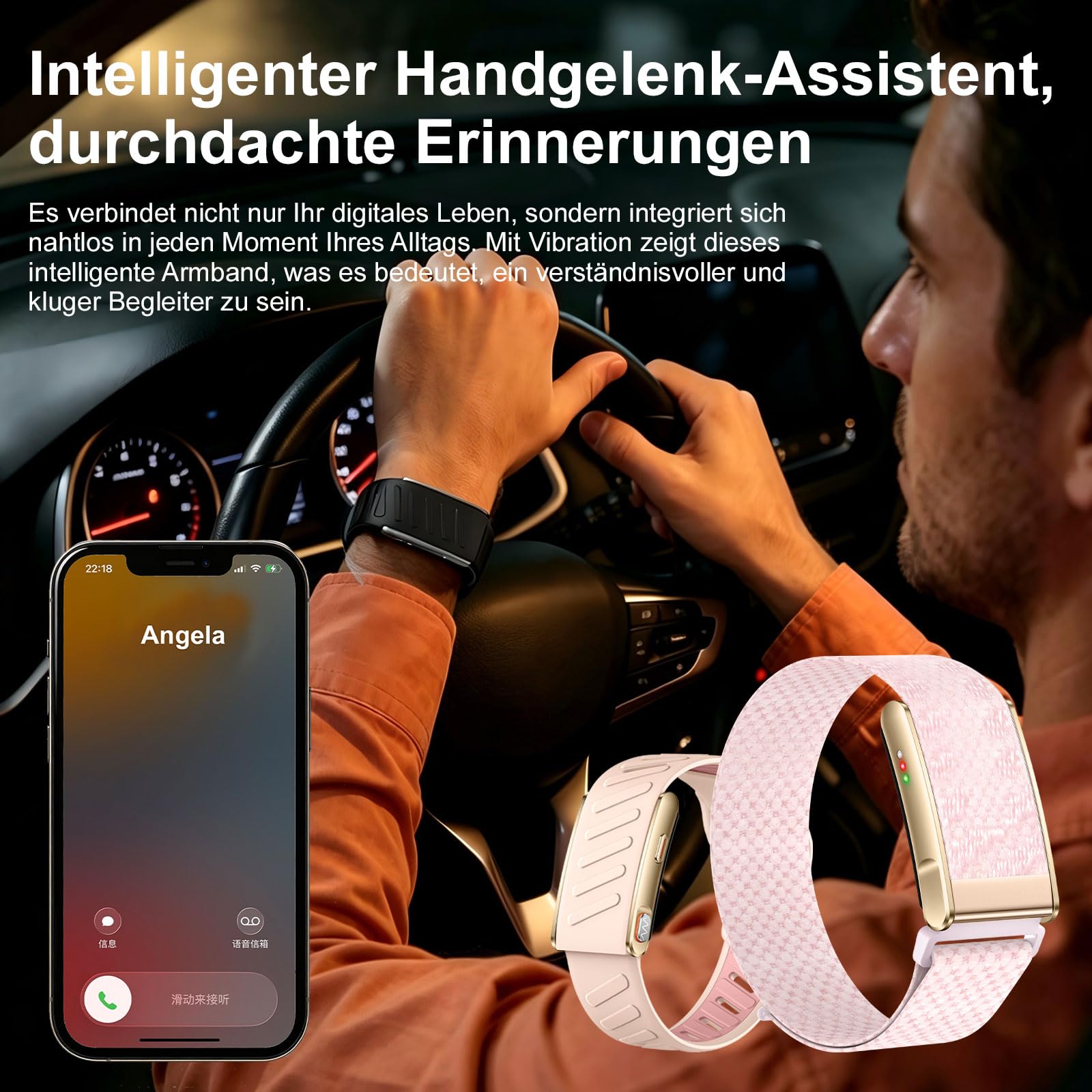 findtime Braccialetto fitness tracker senza display con 2 bande argento