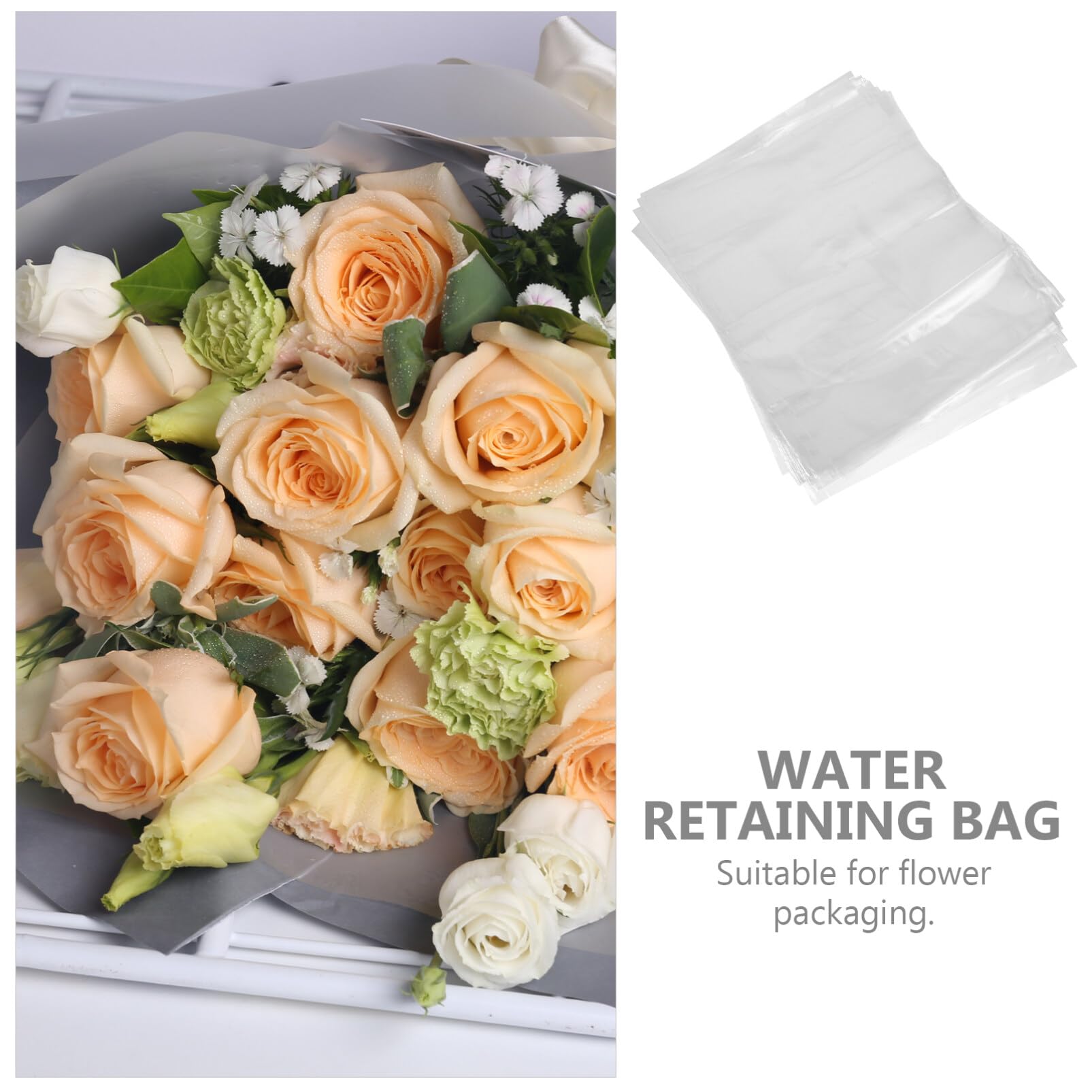 TOPPERFUN Flower Bouquet Water Retainer Bags 50Pcs Clear Pe Plastic Water Sleeves for Fresh Flower Arrangement and Transport Floral Bags for Retail and Events - Image 3