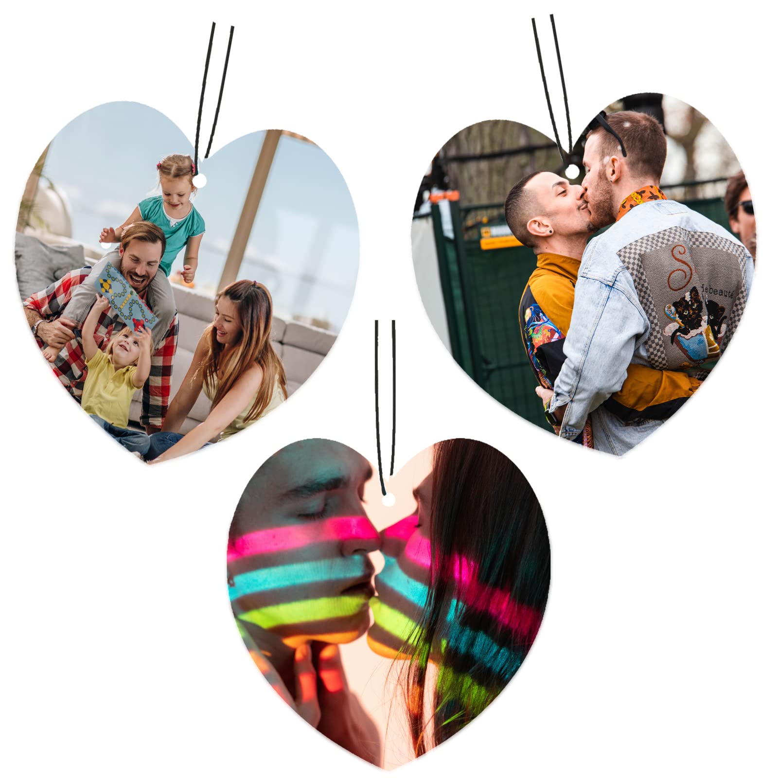 Personalised Car Air Freshener with Double Sided,Custom Printed Photo/Text,19 Kinds Scents Air Freshener for Car,Wardrobe,Bathroom,Hanging Ornaments,Long Lasting Fragrance (Love)