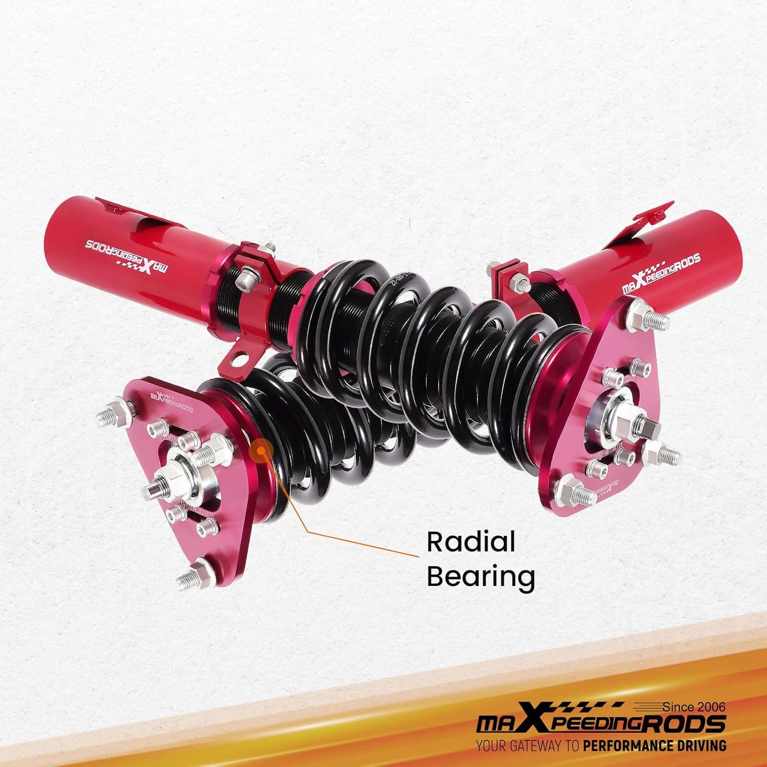 maXpeedingrods Coilovers for Toyota Corolla E130 2003-2008, for Toyota Matrix XRS E130 2003-2008, Height Adjustable Coilovers Suspension Kit, Preset Damping Lowering Kit Red