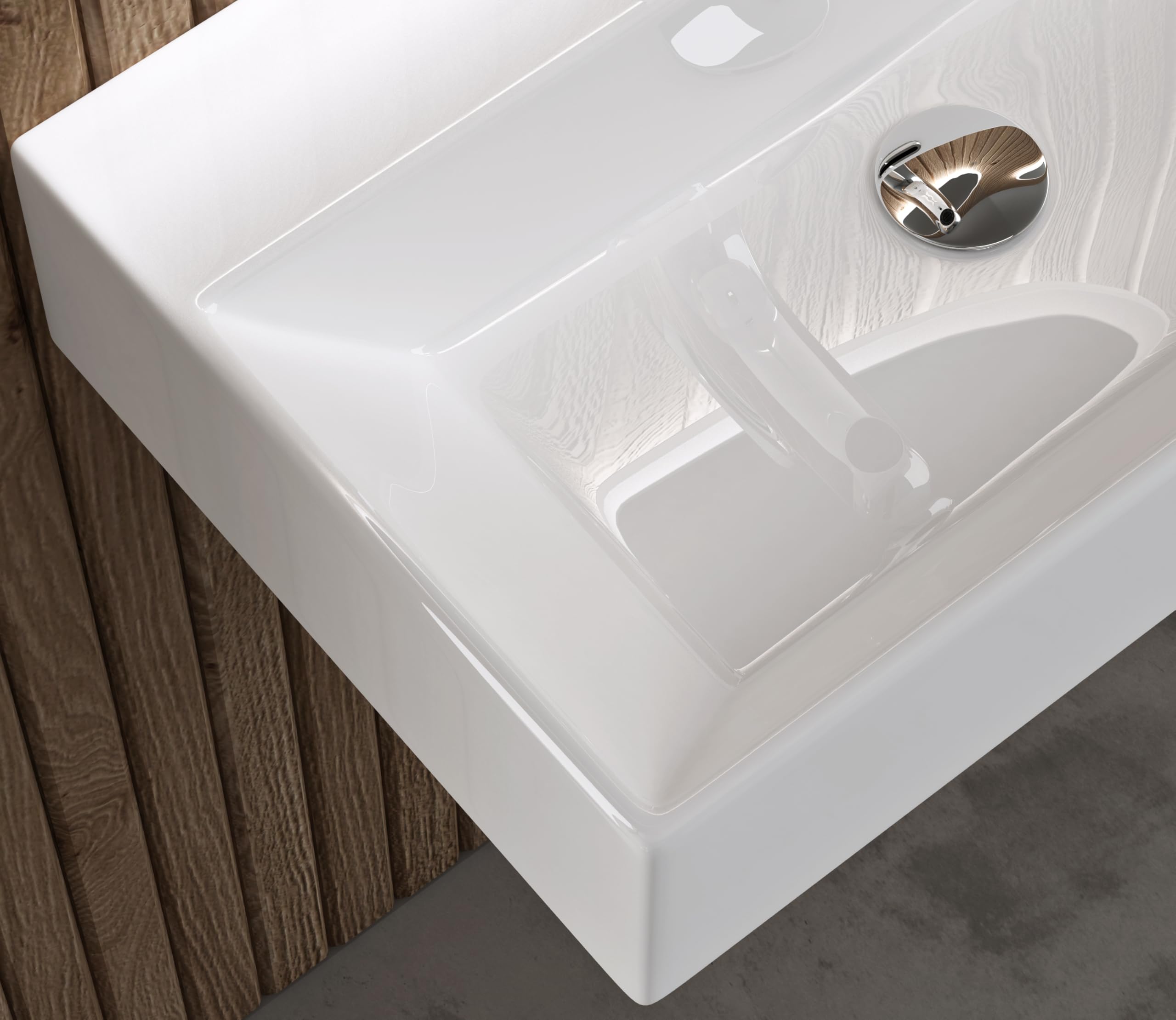 Lavabo Design Doporro Bruxelles899 – Pose Ou Mural – Céramique 56 X 39,5 X 12,5 Cm – Sans Trop-plein