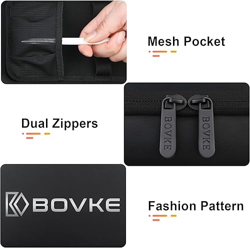 Vista 13 de BOVKE Funda rígida de viaje de poliuretano para MacBook Air Pro, adaptador de corriente Apple MagSafe 2 USB-C Charger, espacio adicional
