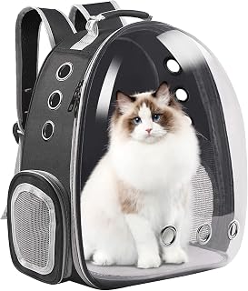 LONENESSL Cat Carrier Backpack, Pet Carrier Backpack Front Pack for Small Medium Cat Puppy Dog Carrier Backpack Bag Space Capsule, Pet Carrier for Travel, Hiking and Outdoor Use(Black)