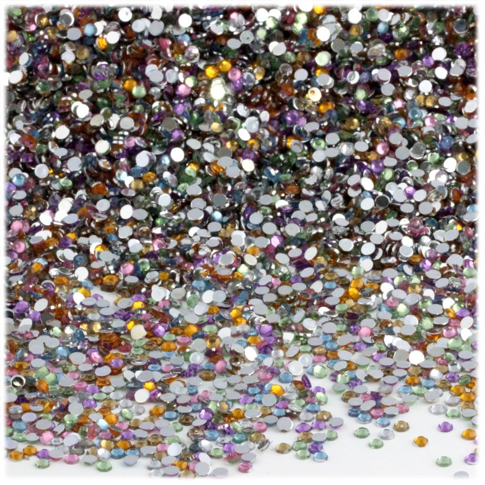 The Crafts Outlet 10,000pc Rhinestones Round 1.5mm Tiny for Nails - Pastel Assortment