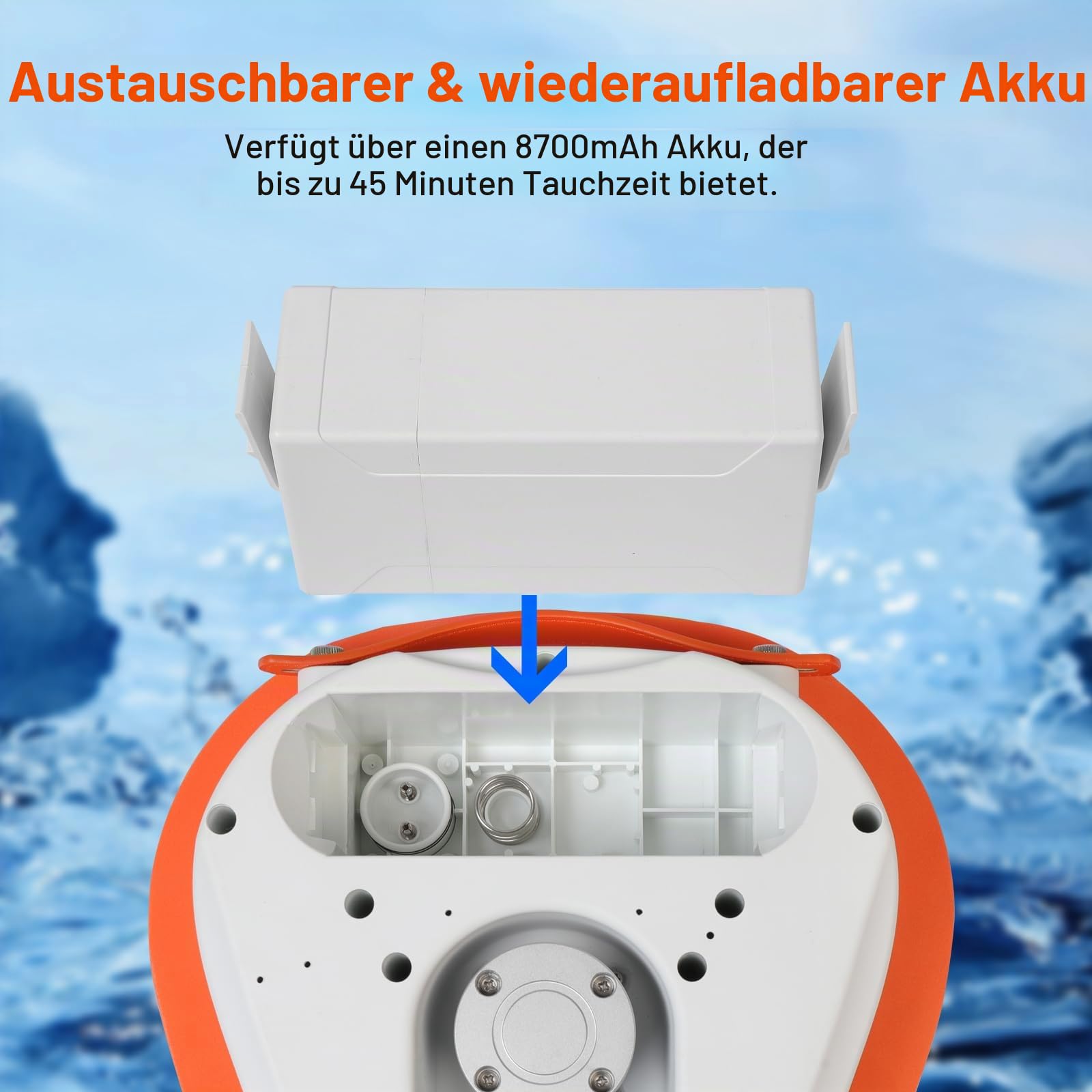 Akku-betriebenes Tauchsystem, Wiederaufladbarer Tauchventilator ohne Flasche mit Schlauch & Atemregler, Unterwasser-Atemgerät, Flaschenloses Tauchsystem mit 45 Min / 3,5 h / 5,5 h Laufzeit