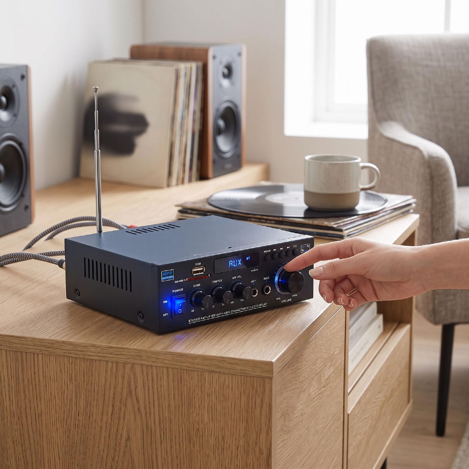 Cuifati Amplificateur Stéréo Bluetooth 5.0, Récepteur HiFi 2.0 Canaux