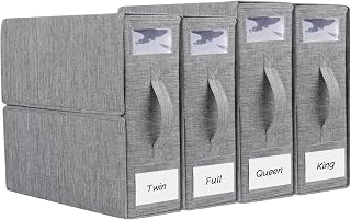 Cosybreeze Bed Sheet Organizers and Storage, Foldable Bed Sheet Set 4 Pack Twin/Full/King/Queen Size Organizing Bedding Container Linen Closet Organizer for Duvet Covers Clothes Towels, Grey