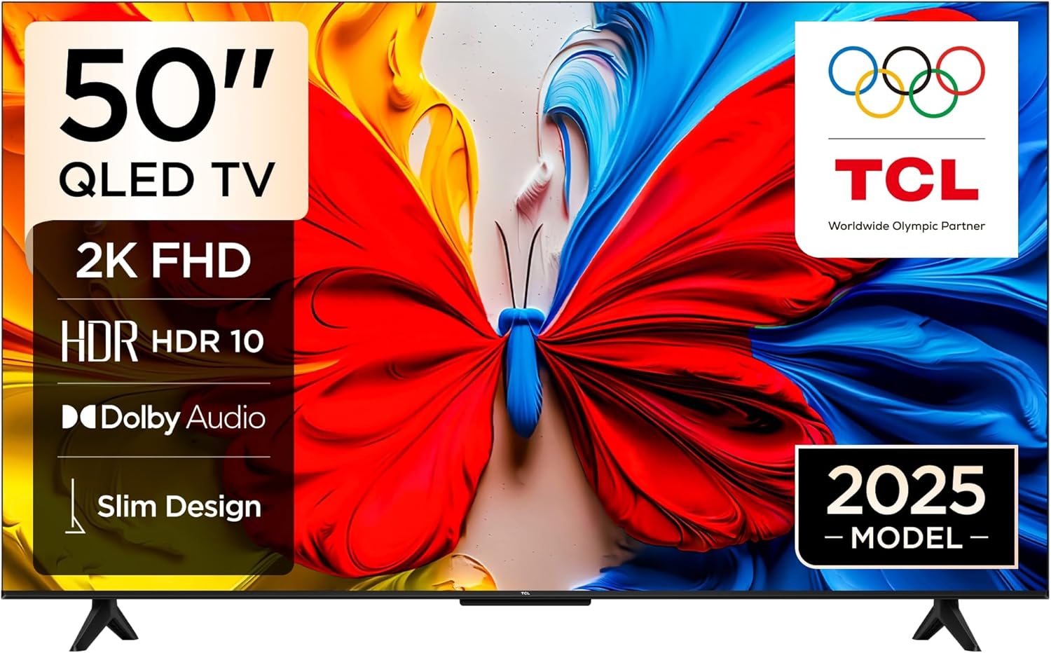 TCL 50S5K Television 50 Inch Smart TV QLED HDR 10 Google TV, Dolby Audio, Game Mode, Multiple Eye Care with Slim Design (2025 Model)