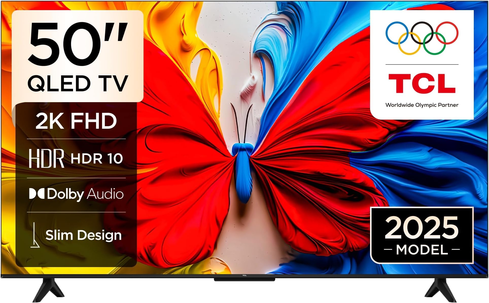 TCL 50S5K Television 50 Inch Smart TV QLED HDR 10 Google TV, Dolby Audio, Game Mode, Multiple Eye Care with Slim Design (2025 Model)