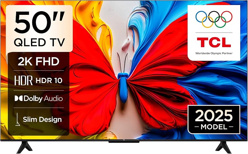 TCL 50S5K Television 50 Inch Smart TV QLED HDR 10 Google TV, Dolby Audio, Game Mode, Multiple Eye Care with Slim Design (2025 Model)