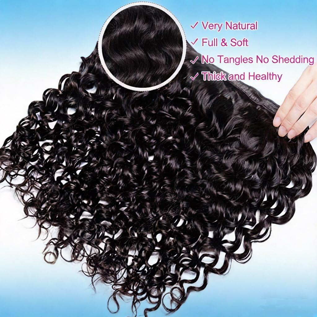 Deep Wave Bundles 24 24 24 Inch 100% Unprocessed Brazilian Virgin 3 Bundles for Women 16A Wet and Wavy Human Hair Bundles Quick Weave Natural Black Color