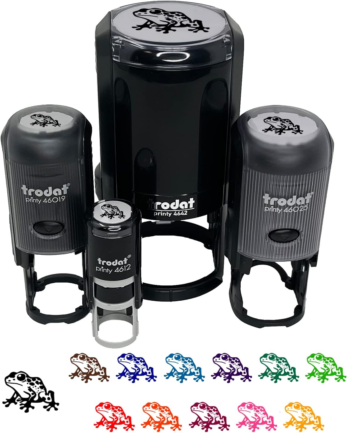 Spotted Poison Dart Frog Self-Inking Rubber Stamp Ink Stamper for Stamping Crafting Planners - 1-1/2 Inch Large - Blue Ink