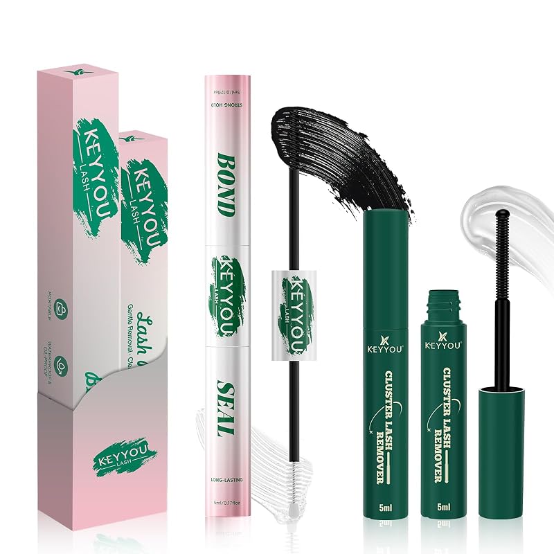 KEYYOU Kit de cola preta Bond and Seal para cílios em tufos com removedor