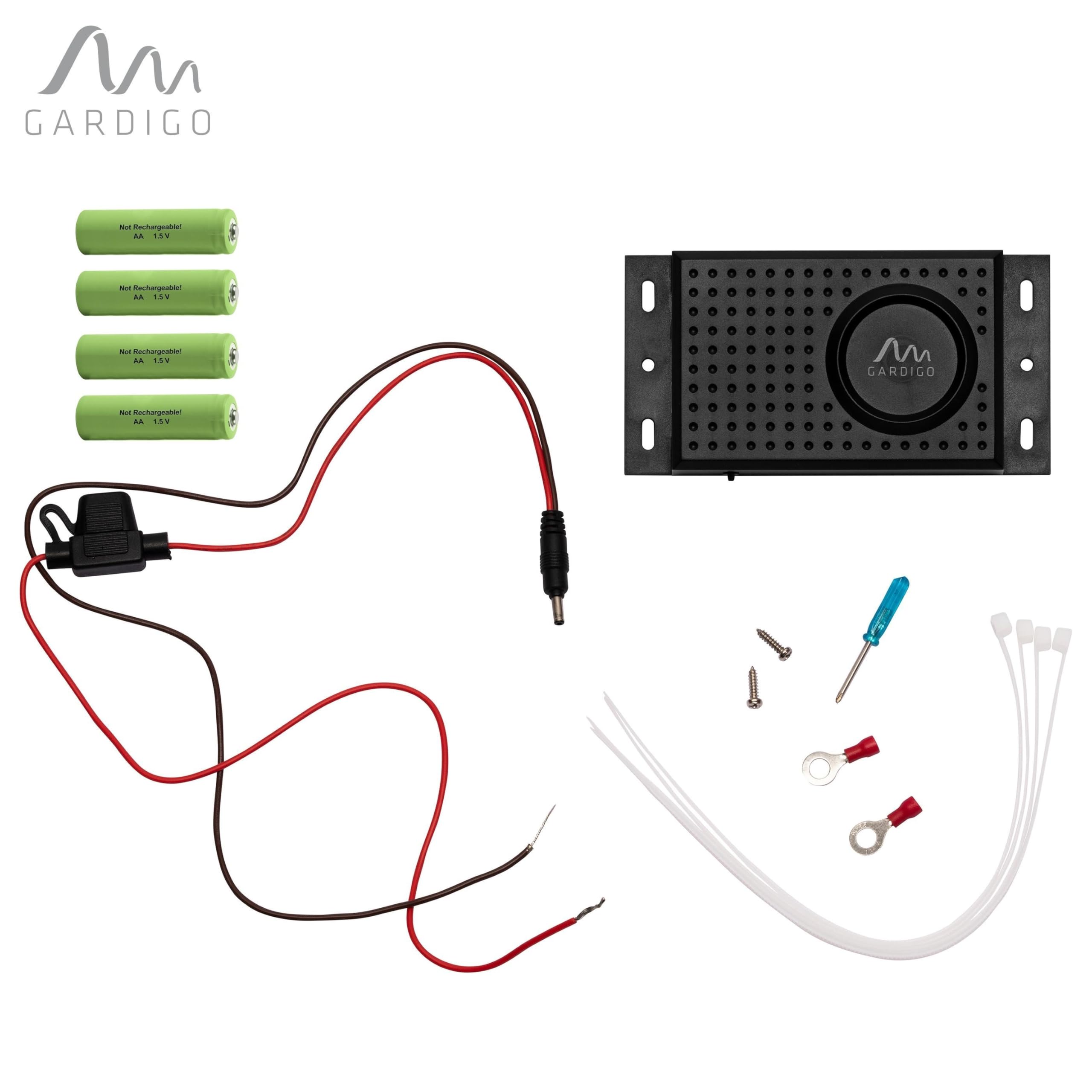 Gardigo® Répulsif Anti-Fouine Voiture – Alimentation Piles ou Batterie Voiture 12V – Flash LED & Ultrason – Protection Moteur, Garage, Grenier, Maison – Anti Martre Efficace