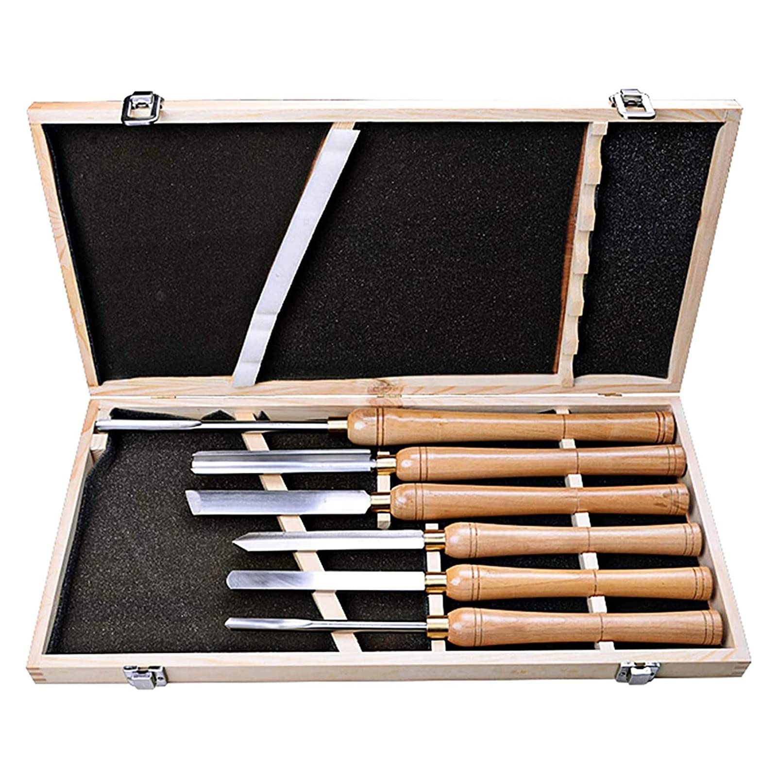 Set Di Scalpelli HSS Per Tornio in Legno, Tornio Per Sgorbia Per Legno Con Custodia in Legno, Utensili Per Tornitura Per Lavorazione Del Legno Sgorbia Per Troncatura Obliqua,5 PCS