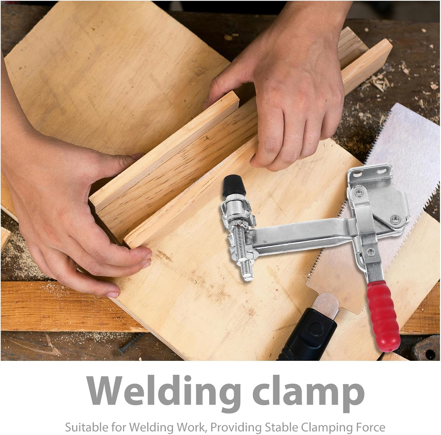 2pcs Vertical Welding Toggle Clamp with Rubber Tip Quick Release Iron Fixed Fixture Clamps for Woodworking and Metalworking Holding