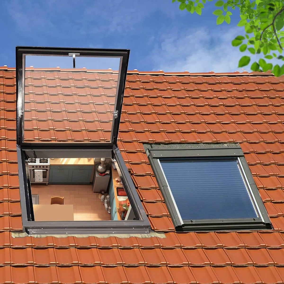 Świetlik ze szkła hartowanego premium z ramą ze stopu aluminium, ochrona przed promieniowaniem UV, izolacja akustyczna, doskonała wentylacja, do piwnicy, szopy na poddaszu, 70 x 85 cm