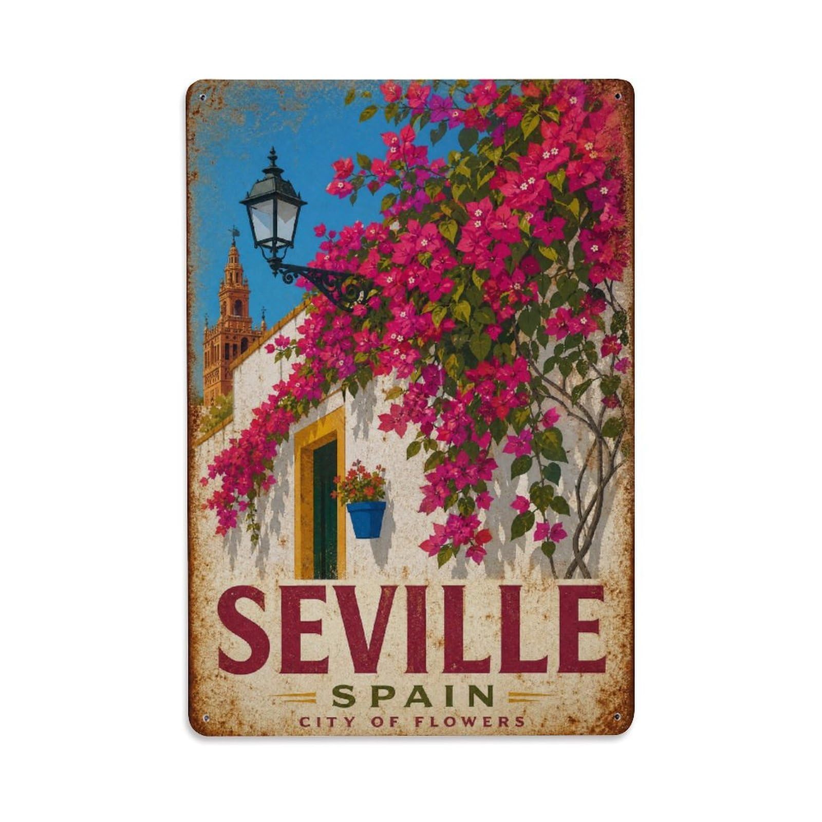 Metal Tin Sign Spain Seville Vintage Travel