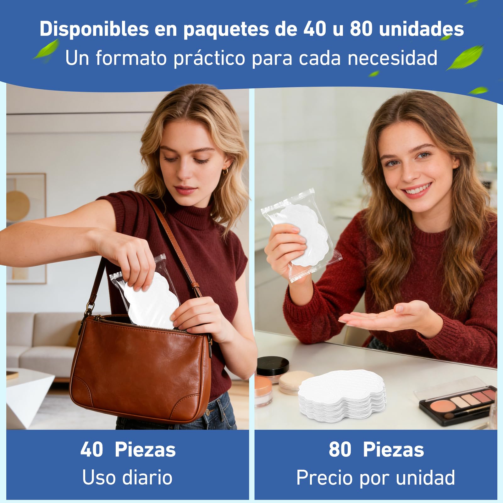 Almohadillas Axilas Sudor, Protectores Axilas Ropa, Absorbentes Axilares Invisibles y Transpirables, Antisudor Ropa Camisas, 40/80 Unidades (80 Piezas)