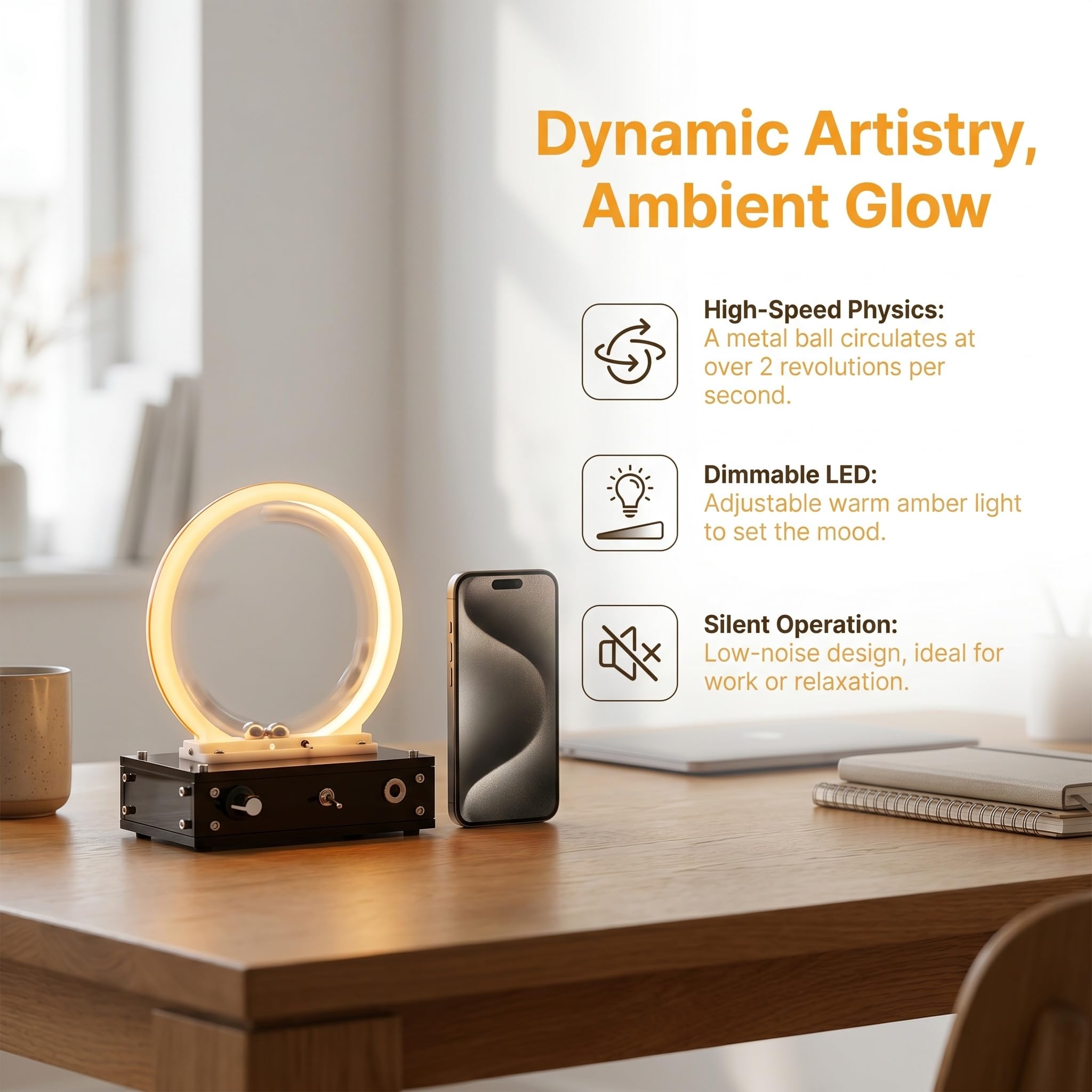 Anello Elettromagnetico Acceleratore Con Led, Modello Fai-da-te Di Macchina A Moto Perpetuo, Regolazione Continua Dellintensità Luminosa, Luce Notturna A Rotazione Dinamica, 3 Giri Al Secondo