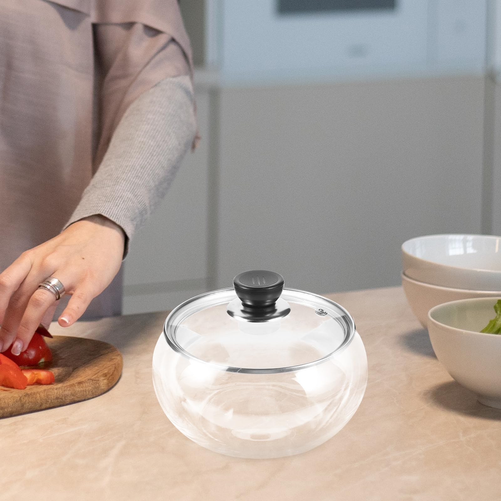 OSALADI Glas Gurkenbehälter 1,5kg mit Deckel Erhöhter Rand zum Wasserschutz Transparenter Vorratsbehälter für Lebensmittelaufbewahrung im Haushalt