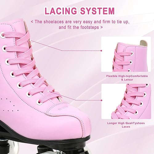Miniatura 6 de Jessie - Patines de cuero para mujer, para exteriores e interiores, cuatro ruedas ajustables, patines de primera clase para mujer, hombre, niños