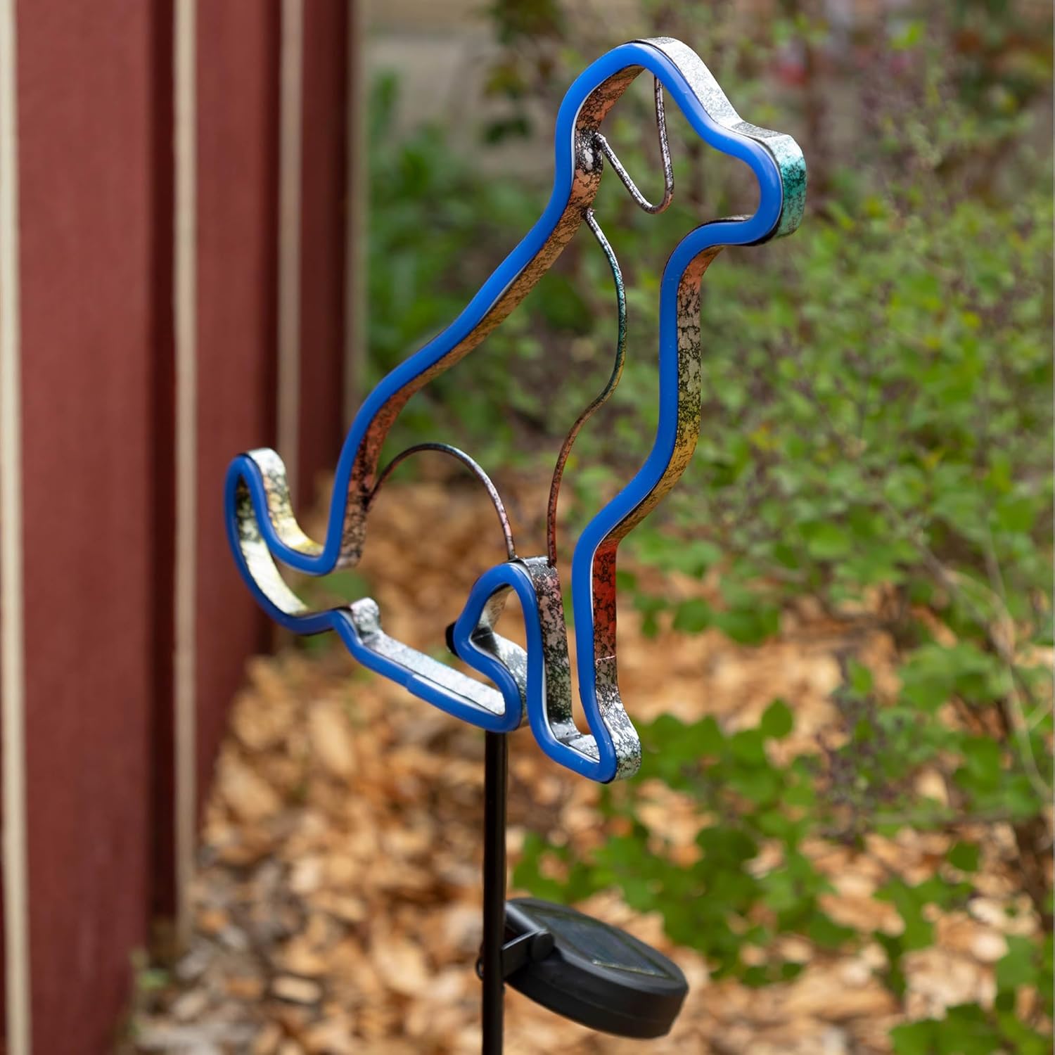 GreaterGood Neon Pets Solar Garden Stake Colorful Glow in The Dark Outdoor Decor Durable Metal Yard Pathway Lights Animal Lover Gift (Dog, One Size)
