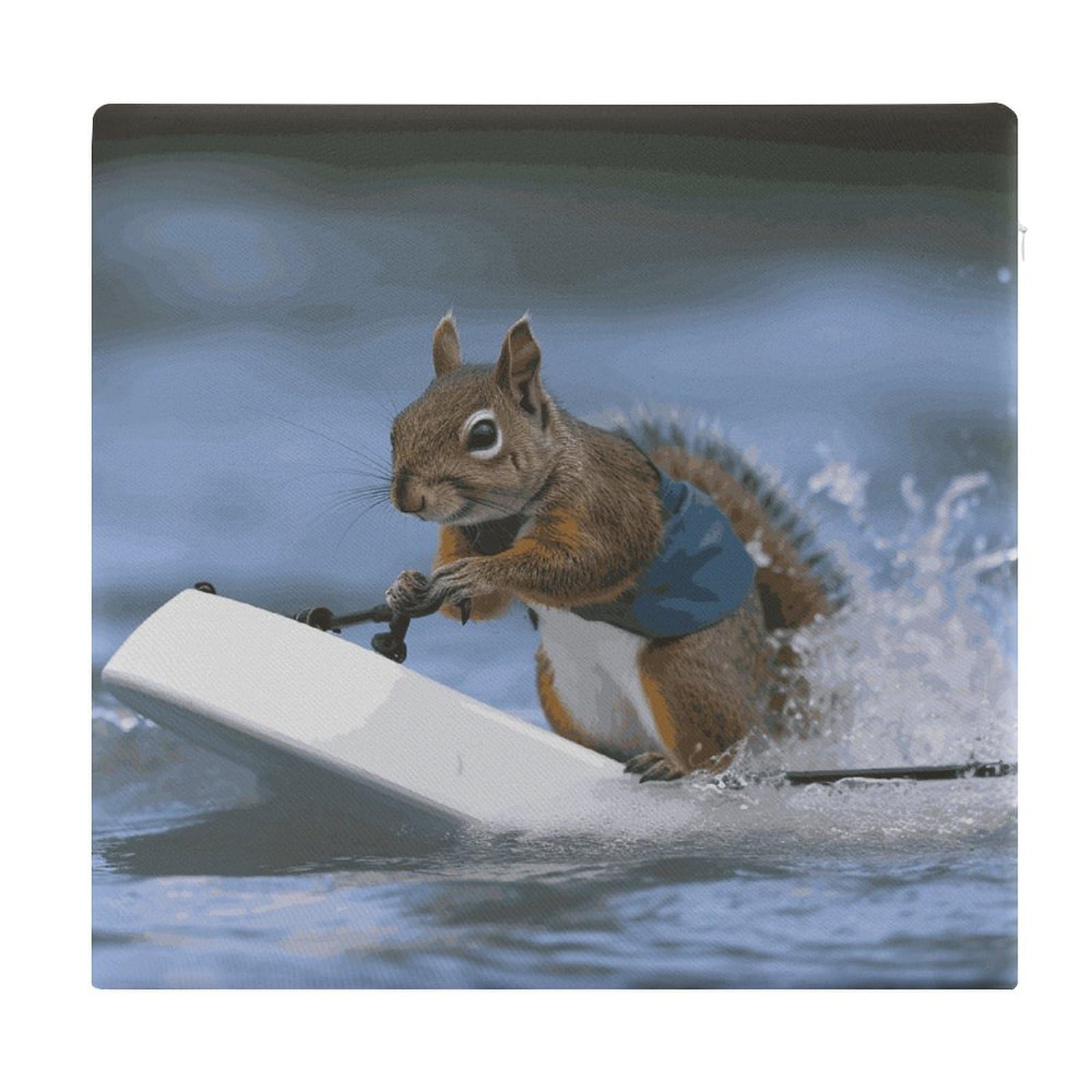LDGSUPH Water Ski Squirrel Seat Cushion Office Chair Cushion Square Cushion Zabuton Soft Floor Cushion Comfortable Couch Cushion Support Memory Foam Chair Pad for Home Travel Car