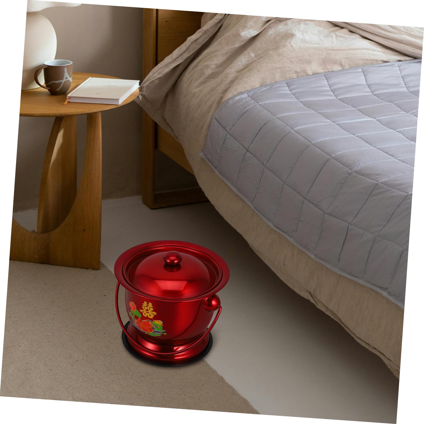 Healvian Orinal Cubo Para Orinar De Acero Inoxidable Orinal Portátil Para Adultos y Personas Mayores Uso Doméstico Junto Cama Recipiente Reutilizable Apto Para Hombres Mujeres y Embarazadas