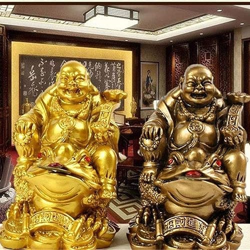 Miniatura 3 de PAREKS Weiping - Feng Shui Statue,Feng Shui Resin Statue Smiling Buddha Statue Sitting On Money Decorative Statue for Home and Office Blessing Gift