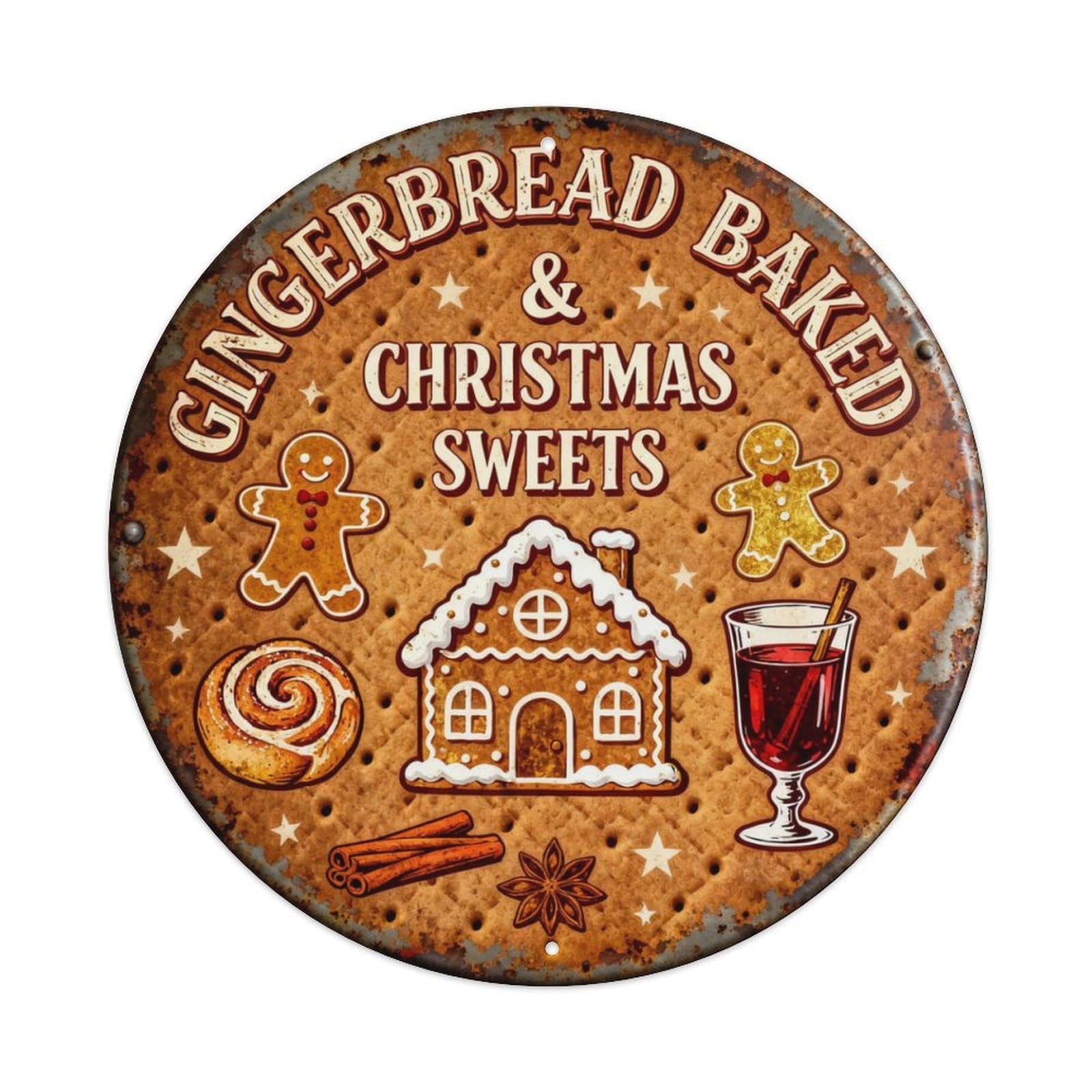GINGERBREAD BAKED Metal Tin Sign Plaque