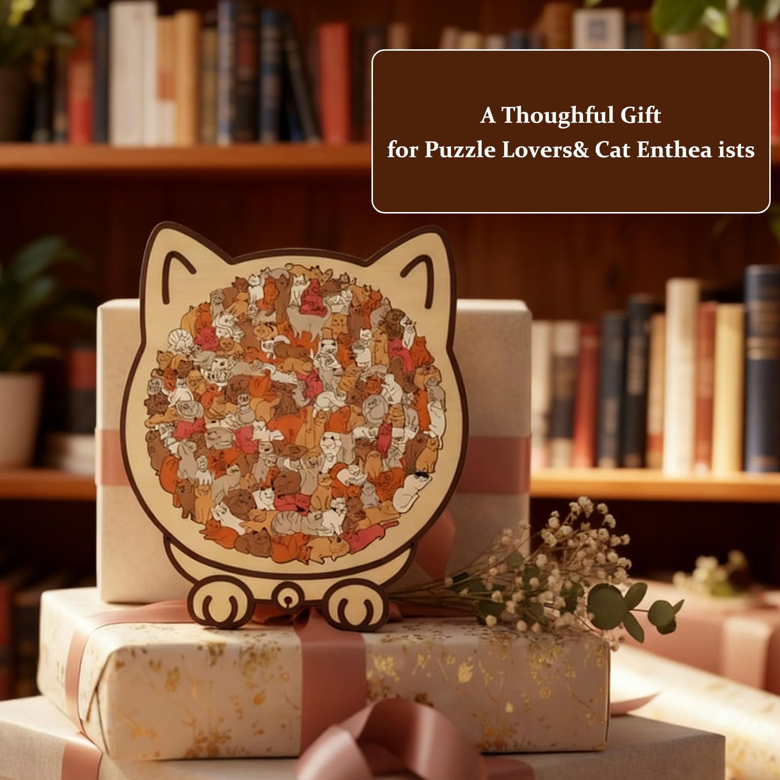 135 Sztuk Morandicolor Drewniane Puzzle W Kształcie Kota, Drewniane Puzzle W Kształcie Kota, Kreatywne Prezenty Dla Miłośników Kotów (A)