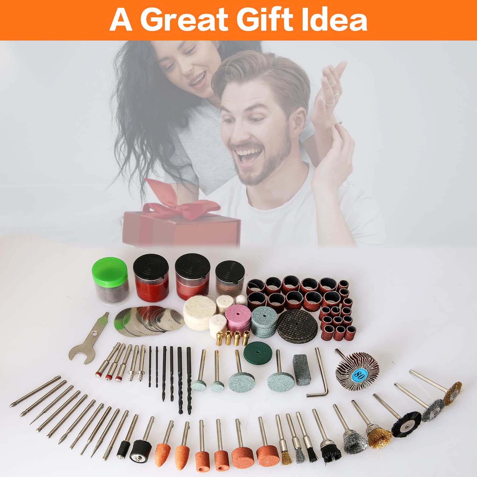 HOMEIDOL Kit di accessori per utensili rotanti con codolo da 172 pezzi, include punte da intaglio, punte da trapano, tamburi e dischi abrasivi, pietre abrasive, ruote per lucidatura, dischi da taglio